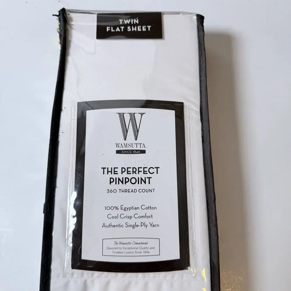 Wamsutta Perfect Pinpoint Twin Flat Sheet White 360TC Egyptian Cotton NOS 2007